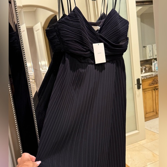 NWT $695 A.L.C. Black Pleated Cutouts Dress Size 10 - Picture 5 of 6